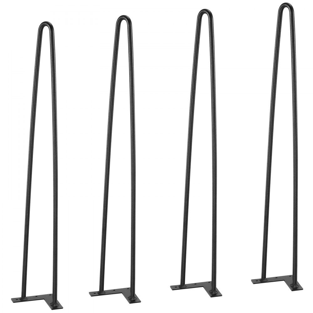 VEVOR Zestaw 4 nóg stołowych, nogi w kształcie szpilki, wysokość 710 mm, płyta montażowa 110 x 110 mm, stal węglowa, malowana proszkowo, nogi w kształcie szpilki, udźwig 227 kg, idealne do stołów kuchennych, konsol w salonie, stołów studyjnych