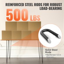 VEVOR zestaw 4 nóg do stołu nogi typu hairpin wysokość 710mm płyta montażowa 110x110mm nogi typu hairpin ze stali węglowej malowane proszkowo nośność 227kg idealne do stołów kuchennych konsole do salonu stoły studyjne