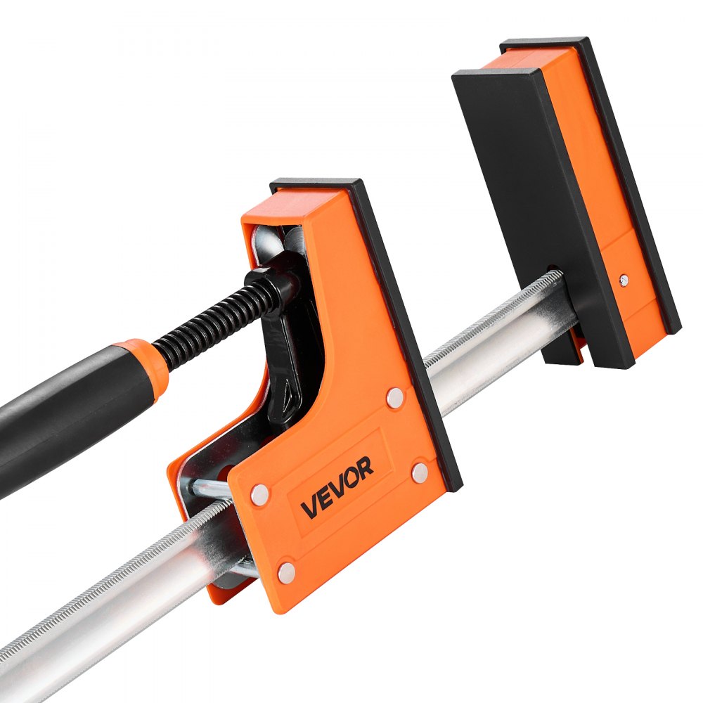 Zaciski stolarskie VEVOR, 2 szt., rozwarcie 914 mm, zestaw zacisków równoległych, zacisk typu F z limitem obciążenia 680 kg, głębokość 98,4 mm, tworzywo sztuczne i stal węglowa, kolor pomarańczowy do obróbki metali