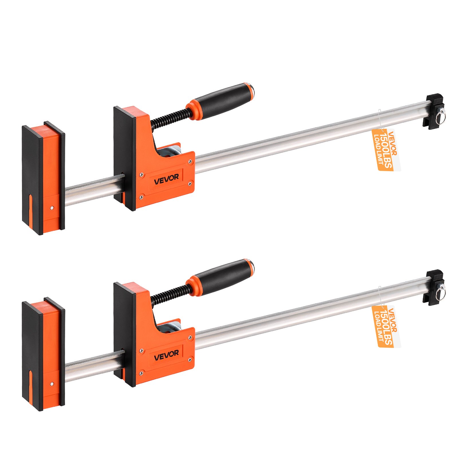 Zaciski stolarskie VEVOR, 2 szt., rozwarcie 914 mm, zestaw zacisków równoległych, zacisk typu F z limitem obciążenia 680 kg, głębokość 98,4 mm, tworzywo sztuczne i stal węglowa, kolor pomarańczowy do obróbki metali
