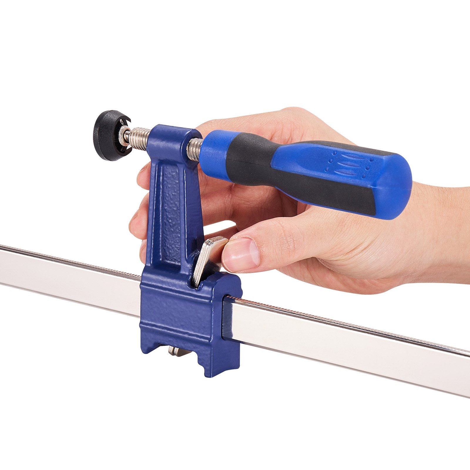 Zaciski stolarskie VEVOR, 2 szt., rozwarcie 914 mm, blokowany zacisk F o nośności 272 kg, głębokość 63,5 mm, żeliwo i stal węglowa, łatwe w użyciu, obróbka metali