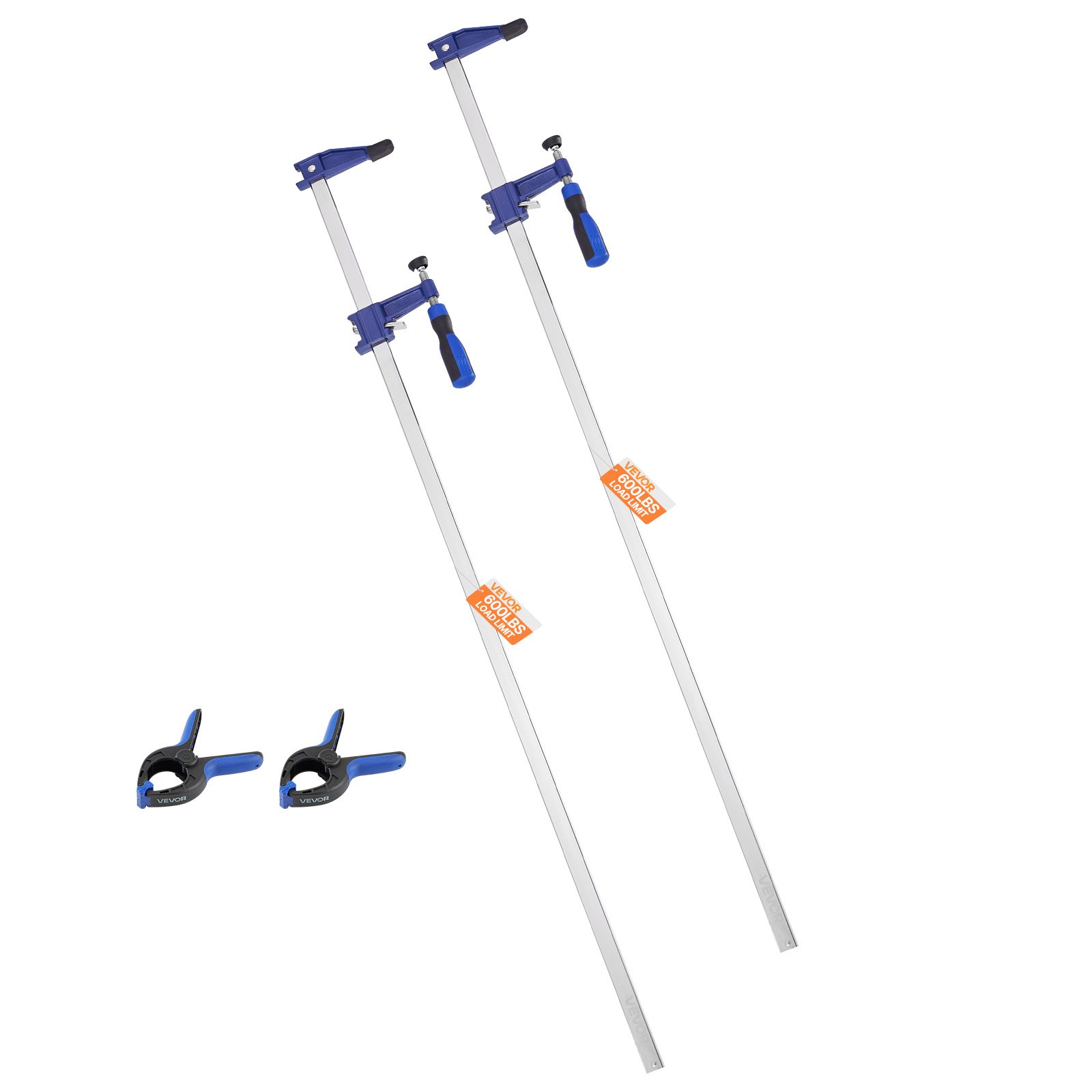 Zaciski stolarskie VEVOR, 2 szt., rozwarcie 914 mm, blokowany zacisk F o nośności 272 kg, głębokość 63,5 mm, żeliwo i stal węglowa, łatwe w użyciu, obróbka metali