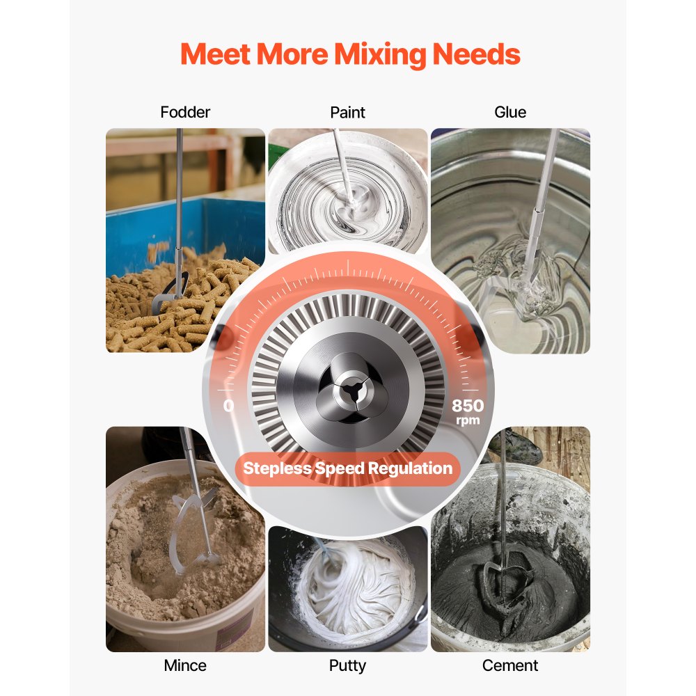 Wiertarka elektryczna VEVOR 15,89 mm z mieszadłem wiertarko-wkrętarka 850 obr./min 3,2 A wiertarka mieszająca z uchwytem typu D do wiercenia i mieszania wielofunkcyjne urządzenie wiertnicze z mieszadłem do podawania cementu