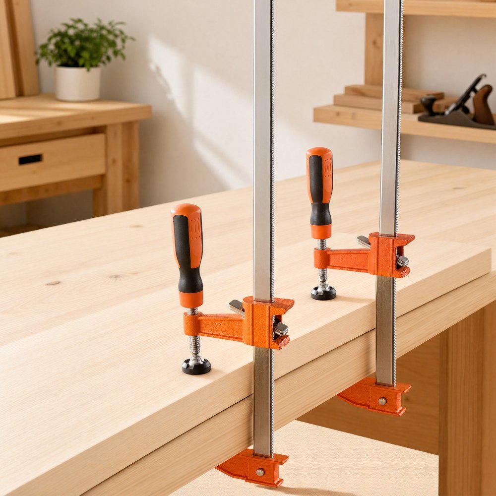 VEVOR Bar Clamps for Woodworking, 8-Pack, 91.4 cm Opening F Clamps, 272 kg Load Limit, with Plastic Pad and Self-Locking Design, Premium Cast Iron and Carbon Steel, for Wood Working and Metal Working