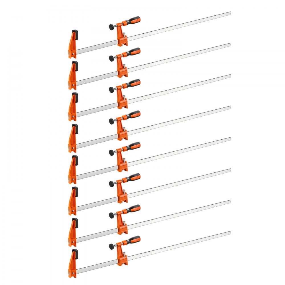 VEVOR Bar Clamps for Woodworking, 8-Pack, 91.4 cm Opening F Clamps, 272 kg Load Limit, with Plastic Pad and Self-Locking Design, Premium Cast Iron and Carbon Steel, for Wood Working and Metal Working