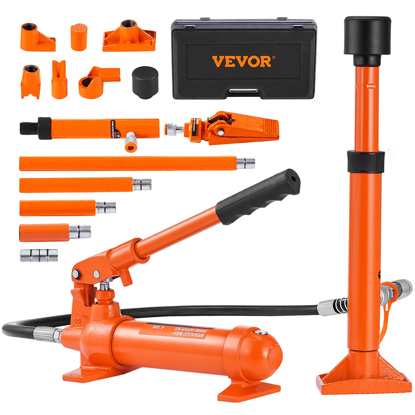 VEVOR Hydrauliczny podnośnik samochodowy z pompą pneumatyczną 4 t, podnośnik hydrauliczny pneumatyczny, skok 125 mm, czerwony, z przedłużką 80 / 130 / 210 / 415 mm, elektrostatyczne natryskiwanie proszkowe, naprawa samochodów