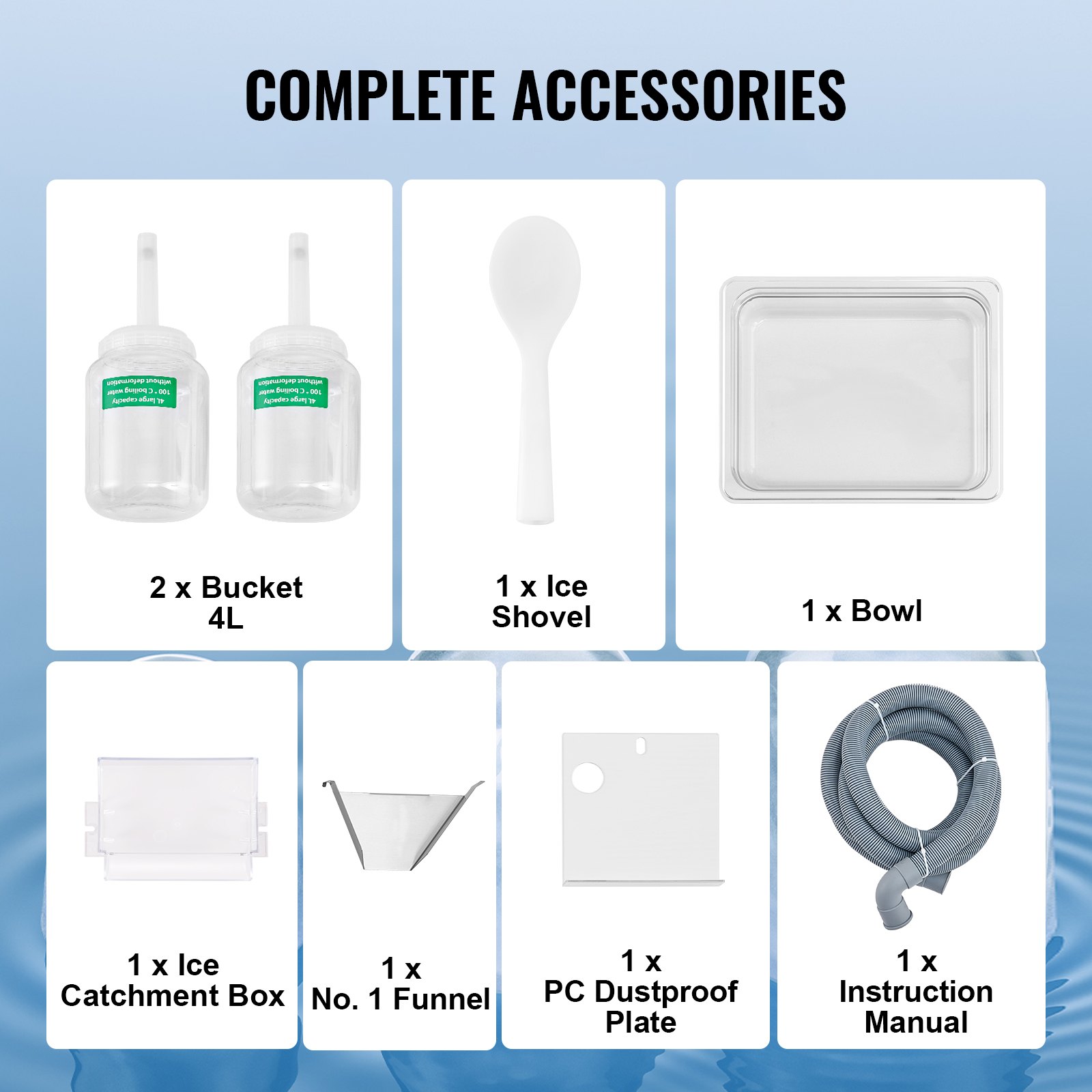 VEVOR Komercyjna maszyna do lodu w płatkach śniegu, 260 kg/24 godz., kruszarka do lodu ze stali nierdzewnej, elektryczna maszyna do lodu w kształcie stożka z systemem chłodzenia powietrzem i dotykowym wyświetlaczem LCD