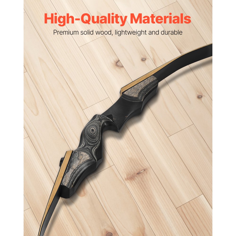 Zestaw łuku refleksyjnego i strzał VEVOR (1524 mm), drewniane łuki rozkładane, ergonomiczny zestaw łuku refleksyjnego dla praworęcznych, długi łuk do treningu strzeleckiego na świeżym powietrzu, dla początkujących i zaawansowanych, 13,61 kg