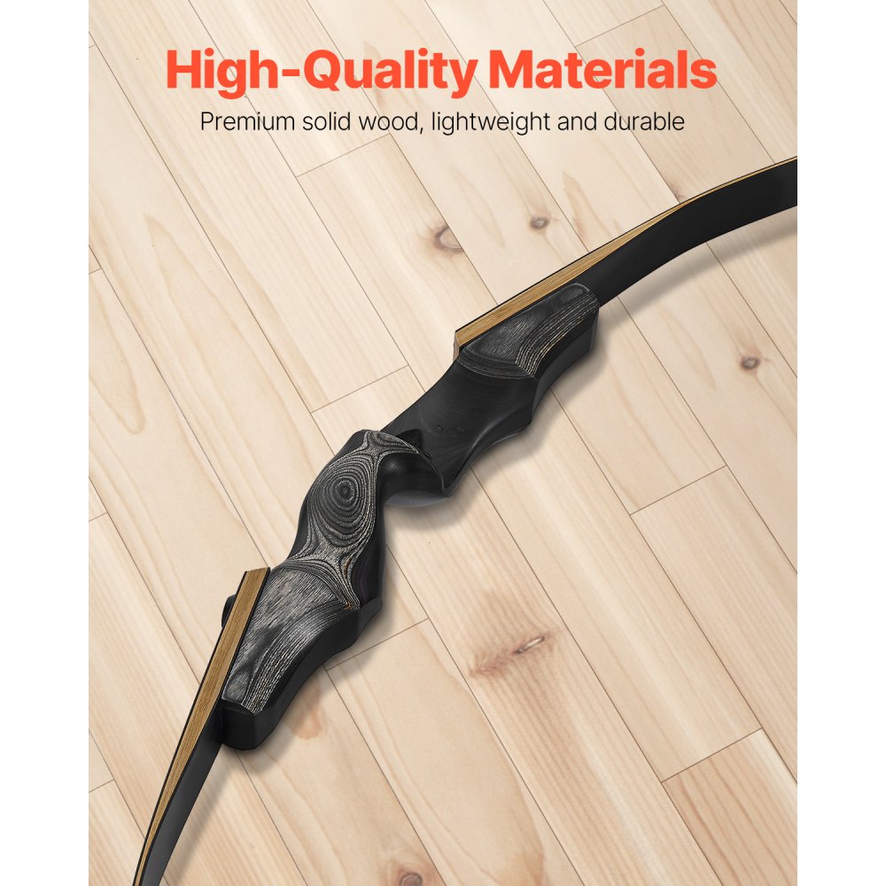 Zestaw łuku refleksyjnego i strzał VEVOR (1524 mm) Drewniane łuki rozkładane, ergonomiczny zestaw łuku refleksyjnego dla praworęcznych, długi łuk do ćwiczeń strzeleckich na świeżym powietrzu, dla początkujących i zaawansowanych, 15,88 kg