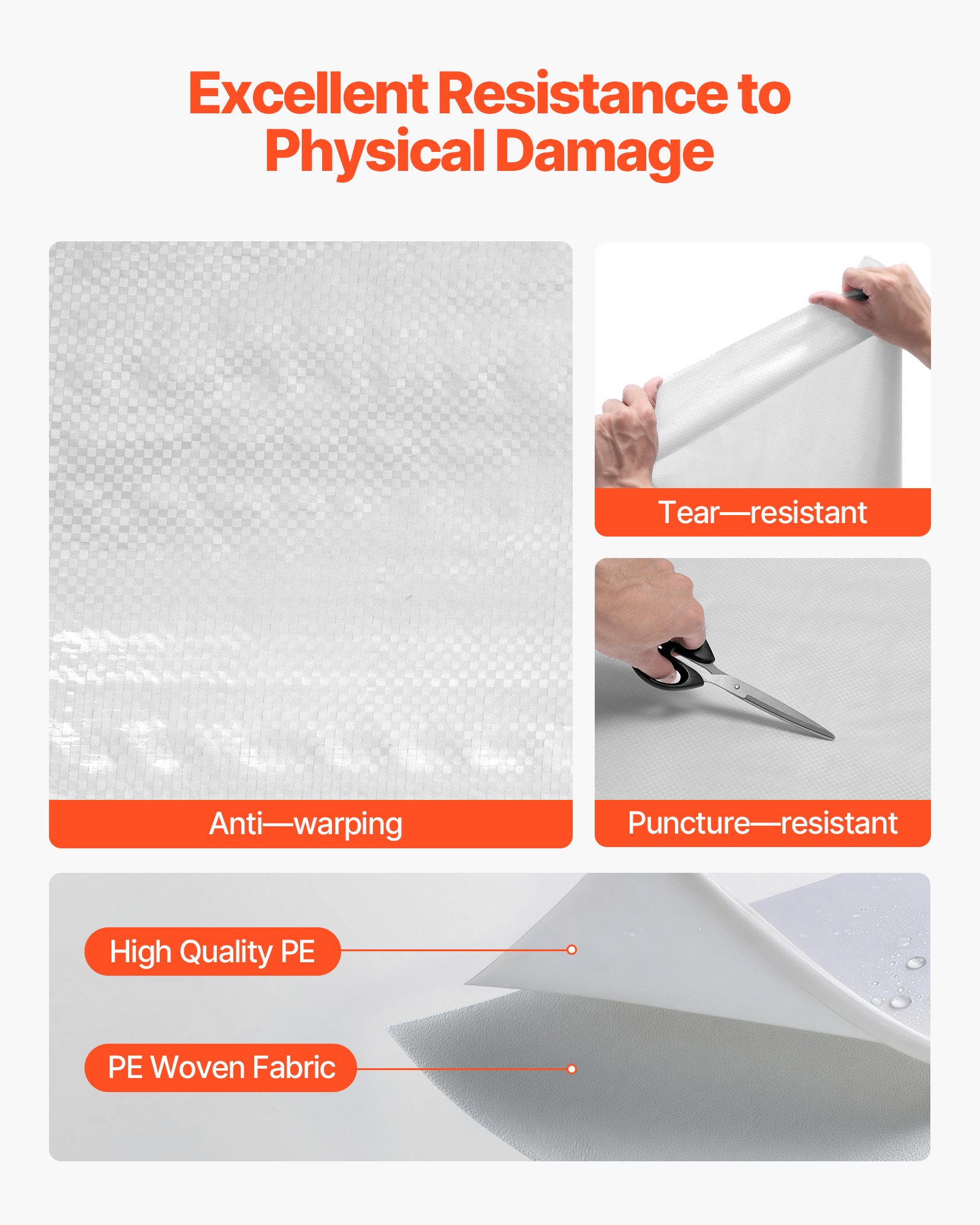 VEVOR House Wrap, 1370 x 45720 mm, 0.13 mm Thick Vapor Barrier, Heavy Duty Plastic Sheeting for Tear-resistant, Drop Cloth Vapor Barrier Covering for Residential & Commercial Construction, White