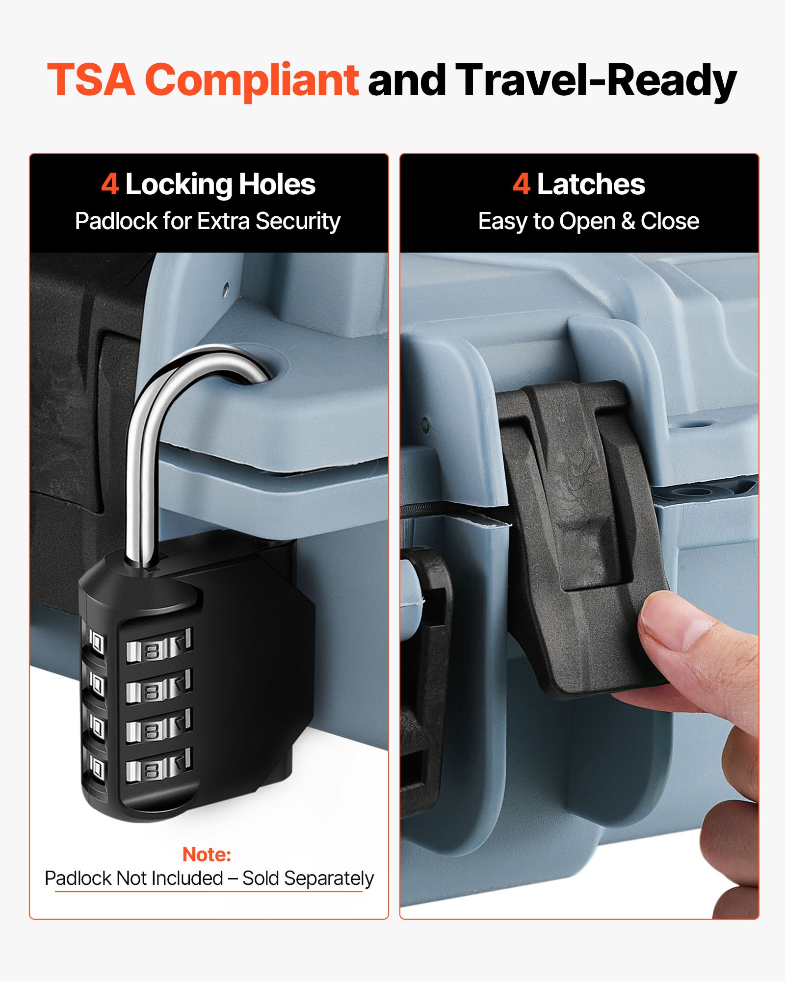 VEVOR Twardy futerał na broń długą, zamykany na klucz futerał na broń długą z wyciętymi piankami, zwijany futerał na broń długą, wodoodporny IP67, 978 x 420 x 173 mm, szary