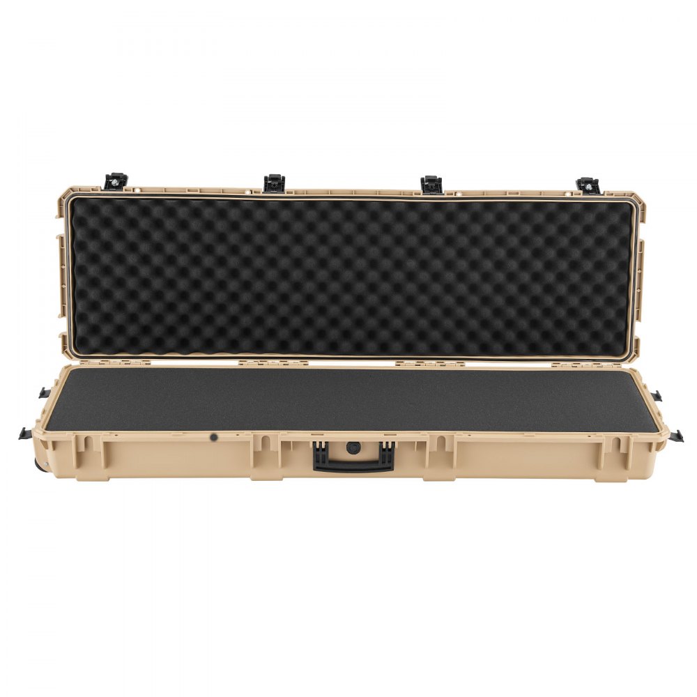 VEVOR Hard Rifle Case, Lockable Rifle Case with Pre-cut Foams, 1320 mm Gun Storage with Wheels, Heavy Duty IP67 Waterproof & Dustproof Pistol Storage Cases for Rifles, Shotguns, Airsoft Guns, Khaki