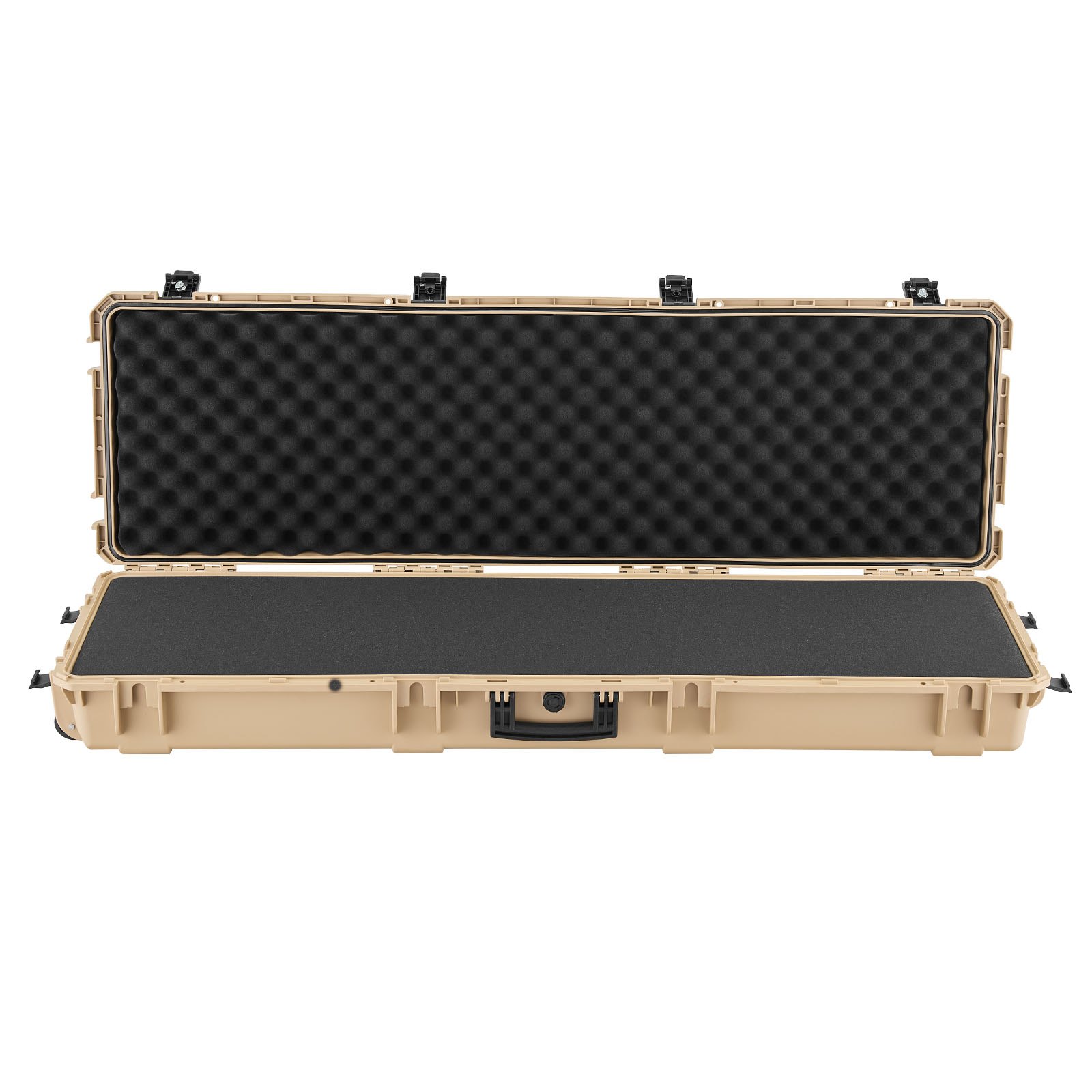 VEVOR Hard Rifle Case, Lockable Rifle Case with Pre-cut Foams, 1320 mm Gun Storage with Wheels, Heavy Duty IP67 Waterproof & Dustproof Pistol Storage Cases for Rifles, Shotguns, Airsoft Guns, Khaki