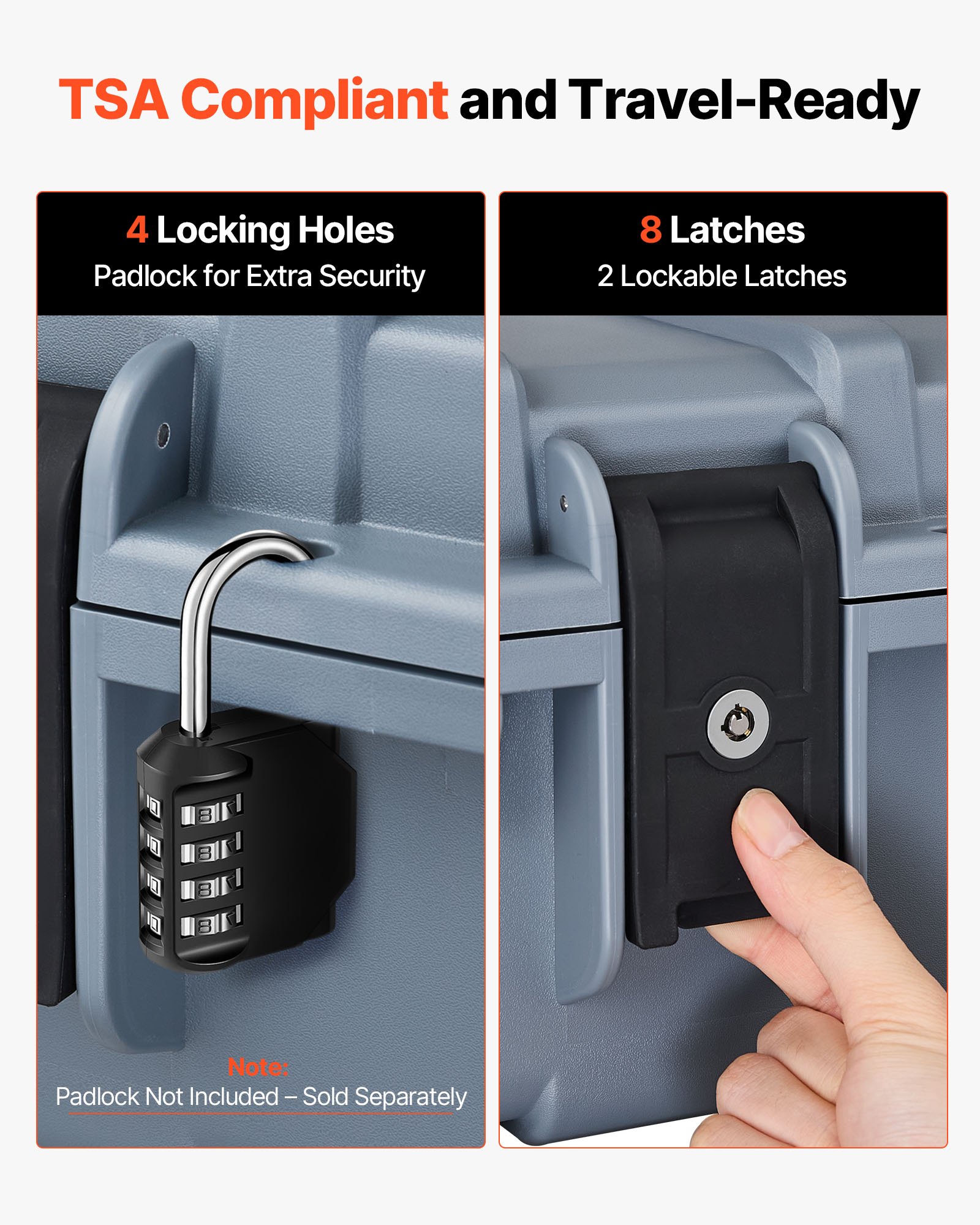 VEVOR Twardy futerał na broń długą, zamykany na klucz futerał na broń długą z wyciętymi piankami, zwijany futerał na broń długą, wodoodporny IP67, 1391 x 435 x 188 mm, szary