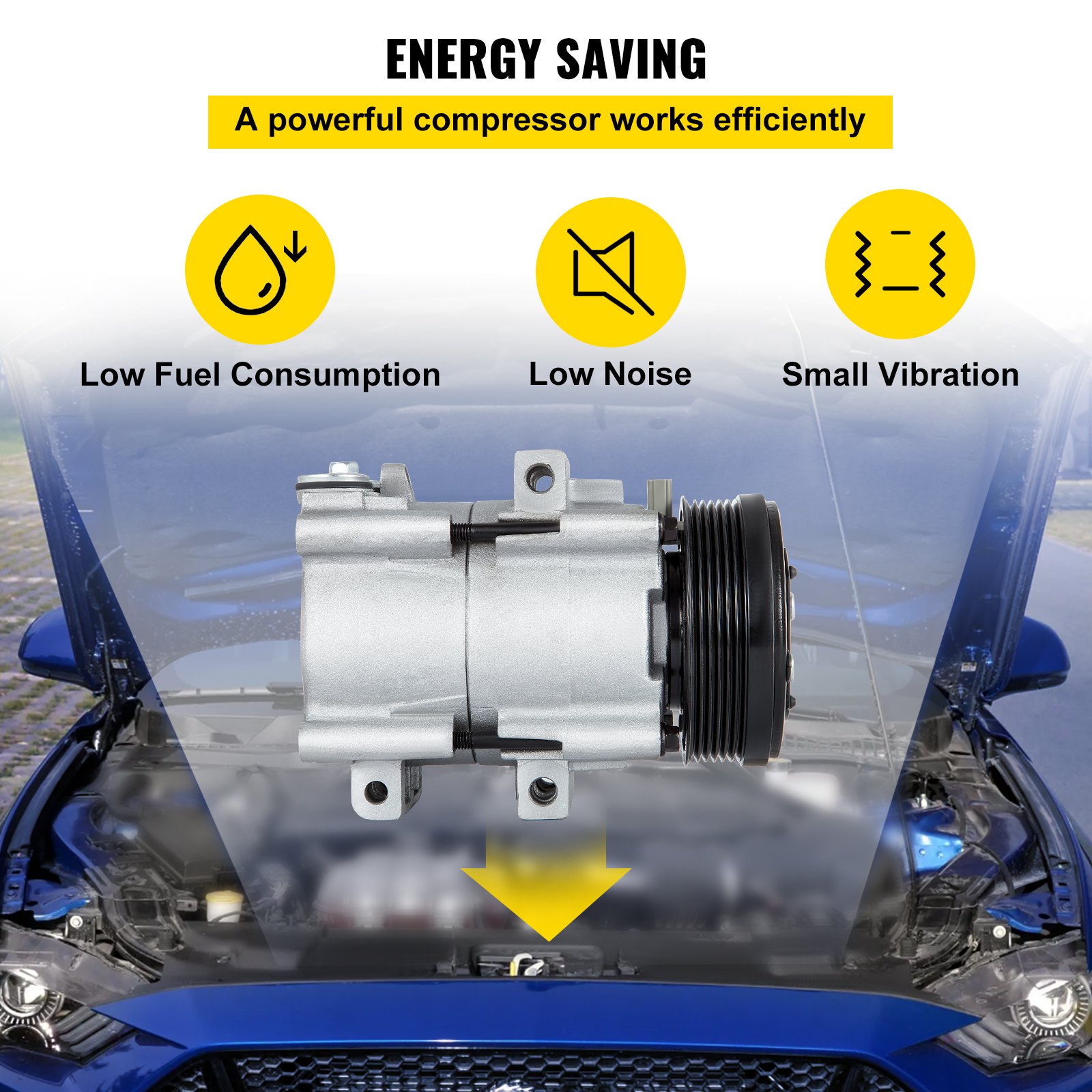 VEVOR CO 101290C (4L3Z19703AB) Uniwersalny kompresor klimatyzacji do 93-07 F150 4,2 l 4,6 l 5,4 l 6,8 l FS10 Zespół kompresora klimatyzacji 58129 57129 58165 57165