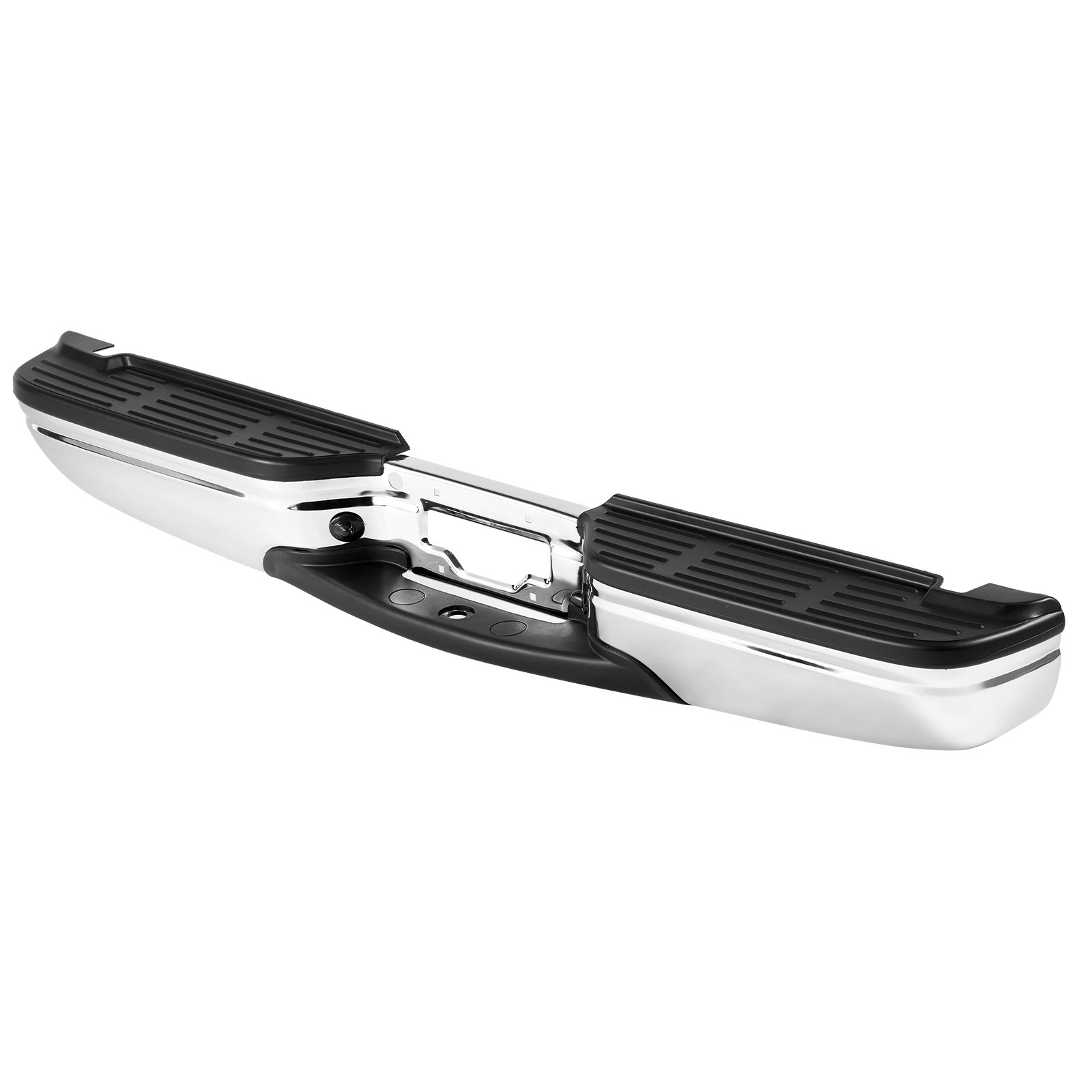 VEVOR Rear Bumper, Compatible with 1999-2007 Ford F250/Ford F350 Super Duty, Chrome Steel Rear Bumper, Replacement Rear Bumper with License Plate Light and Running Board, for FO1101141