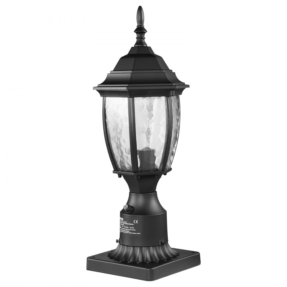 VEVOR Zewnętrzna lampa słupkowa oświetlająca zmierzch do świtu, wysokość 400 mm, wodoodporna, z 3,5-calowym szklanym kloszem na uchwycie słupowym, odporna na pioruny, zewnętrzna lampa słupkowa do patio i ścieżek ogrodowych