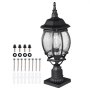 VEVOR 2-pak lamp ogrodowych Dusk-to-Dawn, 530 mm, wodoodporne lampy w kształcie latarni z 3,5-calowym szklanym kloszem na uchwycie słupowym, odporne na pioruny, zewnętrzne lampy słupowe do patio i ścieżek ogrodowych