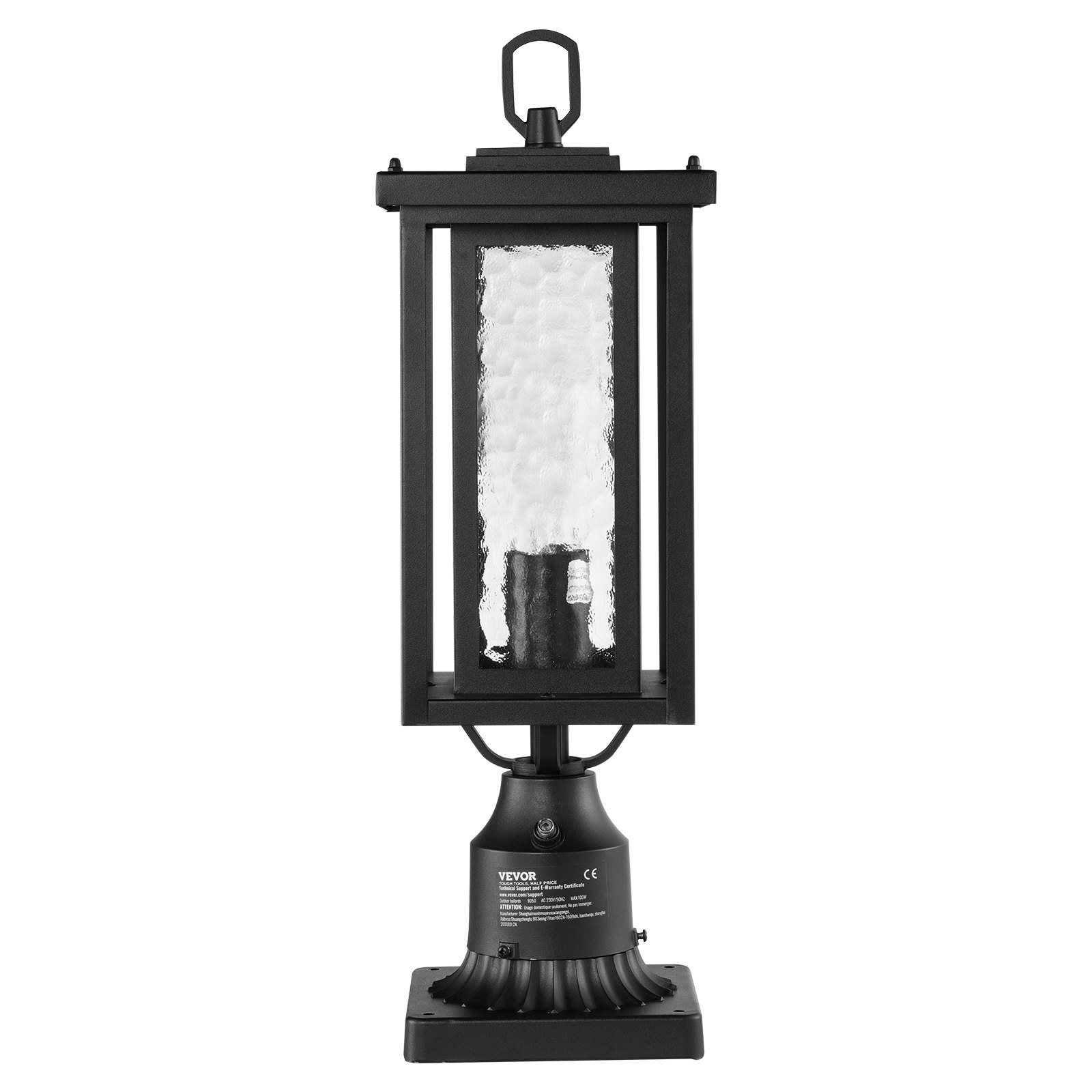 VEVOR 2-pak lamp ogrodowych Dusk-to-Dawn, 450 mm, wodoodporne lampy w kształcie latarni z 3,5-calowym szklanym kloszem na uchwycie słupowym, odporne na pioruny, zewnętrzne lampy słupowe do patio i ścieżek ogrodowych