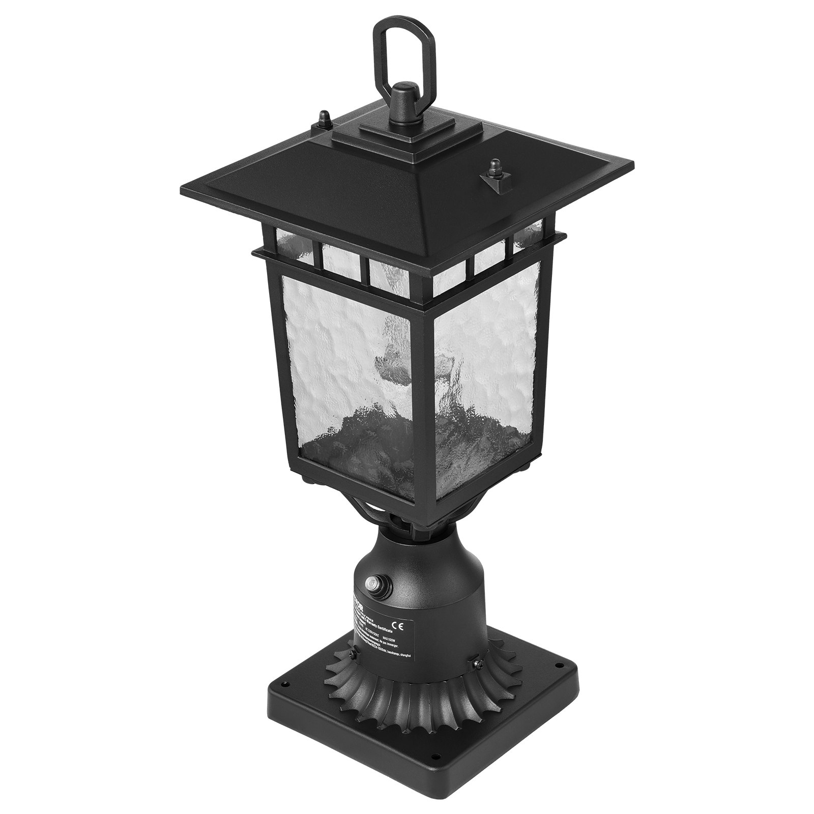 VEVOR 2-pak zewnętrznych lamp słupkowych Dusk-to-Dawn, 400 mm wodoodpornych lamp słupkowych z 3,5-calowym szklanym kloszem na uchwycie słupowym, odporny na pioruny, zewnętrzny słup oświetleniowy na patio i ścieżkę ogrodową