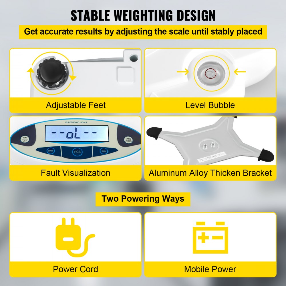 VEVOR Precision Scale 5000g 0.01g High-Precision Digital Electronic Scale Laboratory Analytical Scales School Scale Jewelry Scale Digital Precision Scale Milligram Scale Calibration Weight