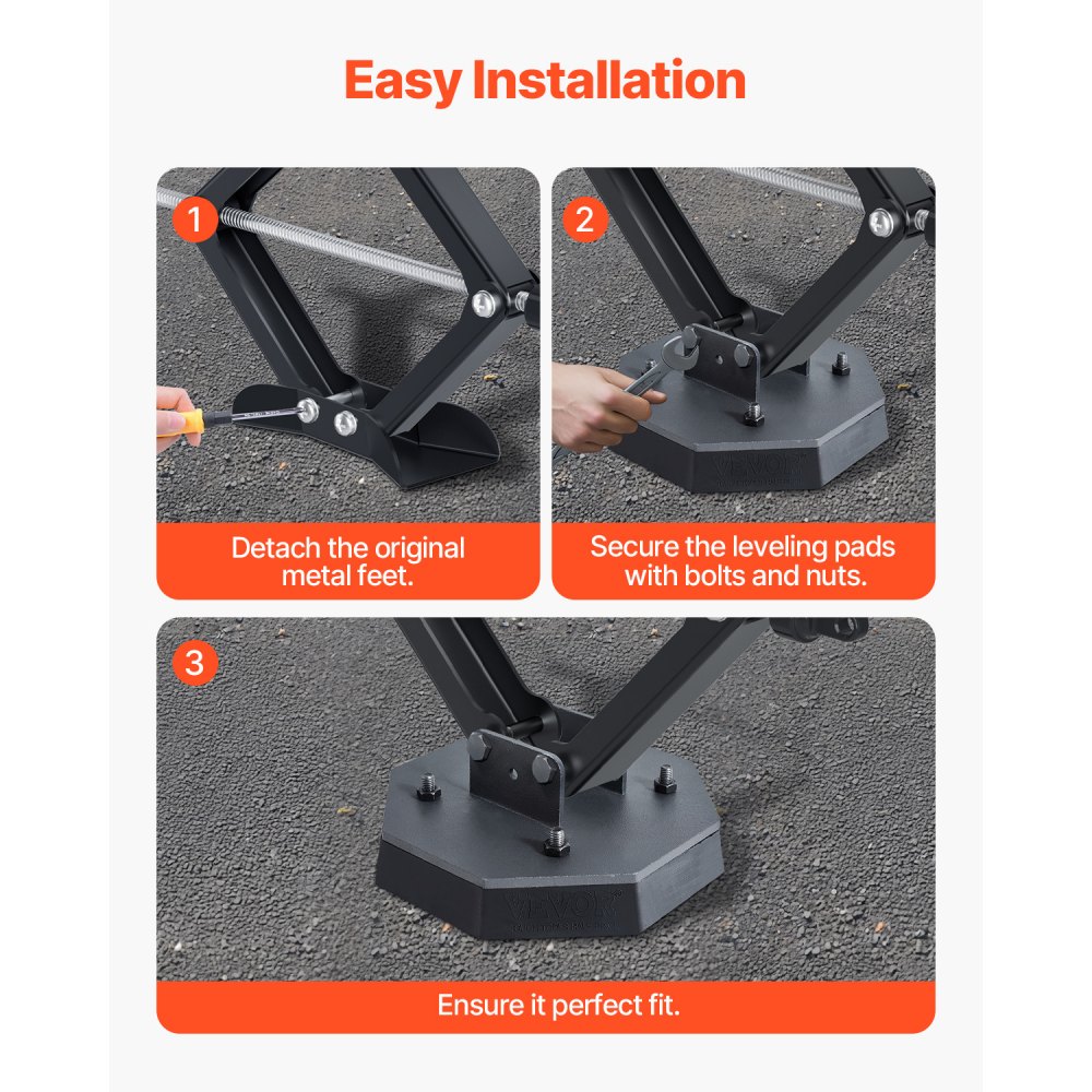 VEVOR 4-pack leveling pads for motorhomes, trailer jack pads made of rubber, 2300 kg load capacity (per pad), jack stabilizing pad with a large surface area, ideal for scissor jack feet