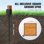 Kolec uziemiający VEVOR do słupków ogrodzeniowych, opakowanie 8 sztuk, 113 x 113 x 914 mm średnica zewnętrzna (średnica wewnętrzna 8,9 x 8,9 cm), metal, malowany proszkowo na kolor czarny, kolec uziemiający do skrzynek pocztowych, patio, balustrady ogrodowe