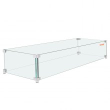 VEVOR osłona przeciwwiatrowa palenisko, szklana osłona płomienia 965x267x152mm 0,762cm