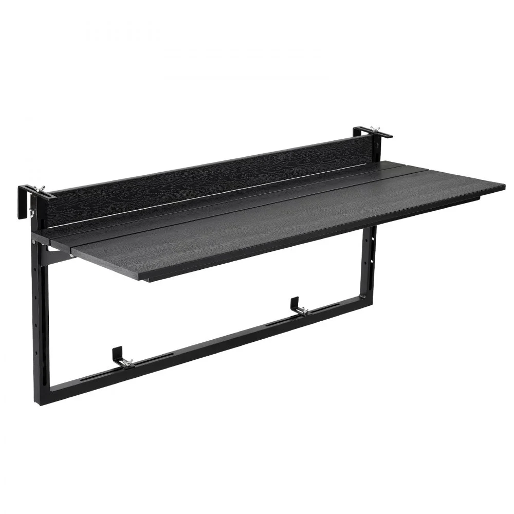 VEVOR Stół wiszący balkonowy 1015x380 mm Stół składany 27 kg Stół wiszący Stół balkonowy, na taras, balkon, do balustrad o średnicy 0–90 mm, z regulacją wysokości, z kompozytu drewna i tworzywa sztucznego