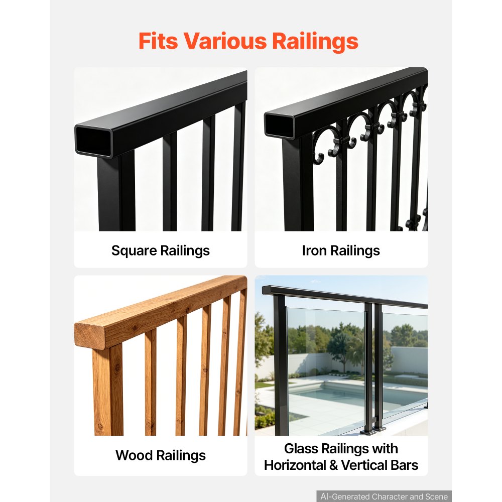 VEVOR Stół wiszący balkonowy 795x380 mm Stół składany 27 kg Stół wiszący Stół balkonowy, na taras, balkon, do balustrad o średnicy 0–90 mm, z regulacją wysokości, z kompozytu drewna i tworzywa sztucznego