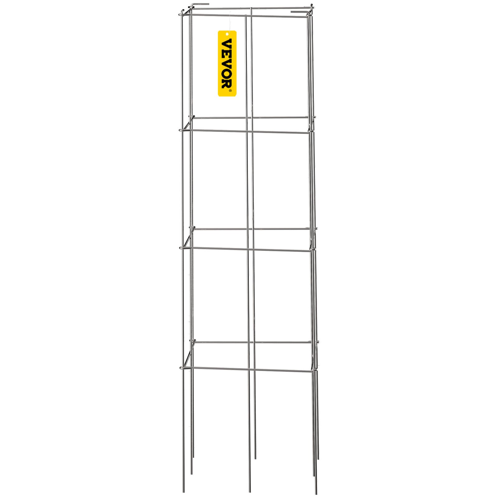 Klatki na pomidory VEVOR, 30 x 30 x 117 cm, zestaw 5 kwadratowych klatek podtrzymujących rośliny, wytrzymałe, stalowe wieże pod pomidory, pokryte srebrnym PVC, do pnących warzyw, roślin, kwiatów i owoców