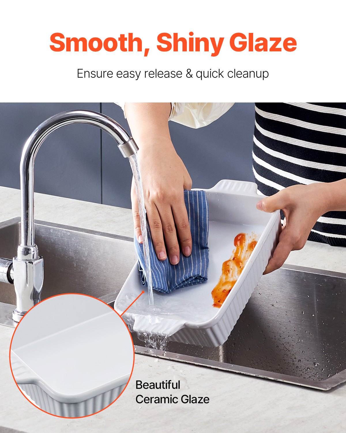 VEVOR Ceramiczny 3-częściowy prostokątny zestaw naczyń do pieczenia Głębokie naczynie do pieczenia