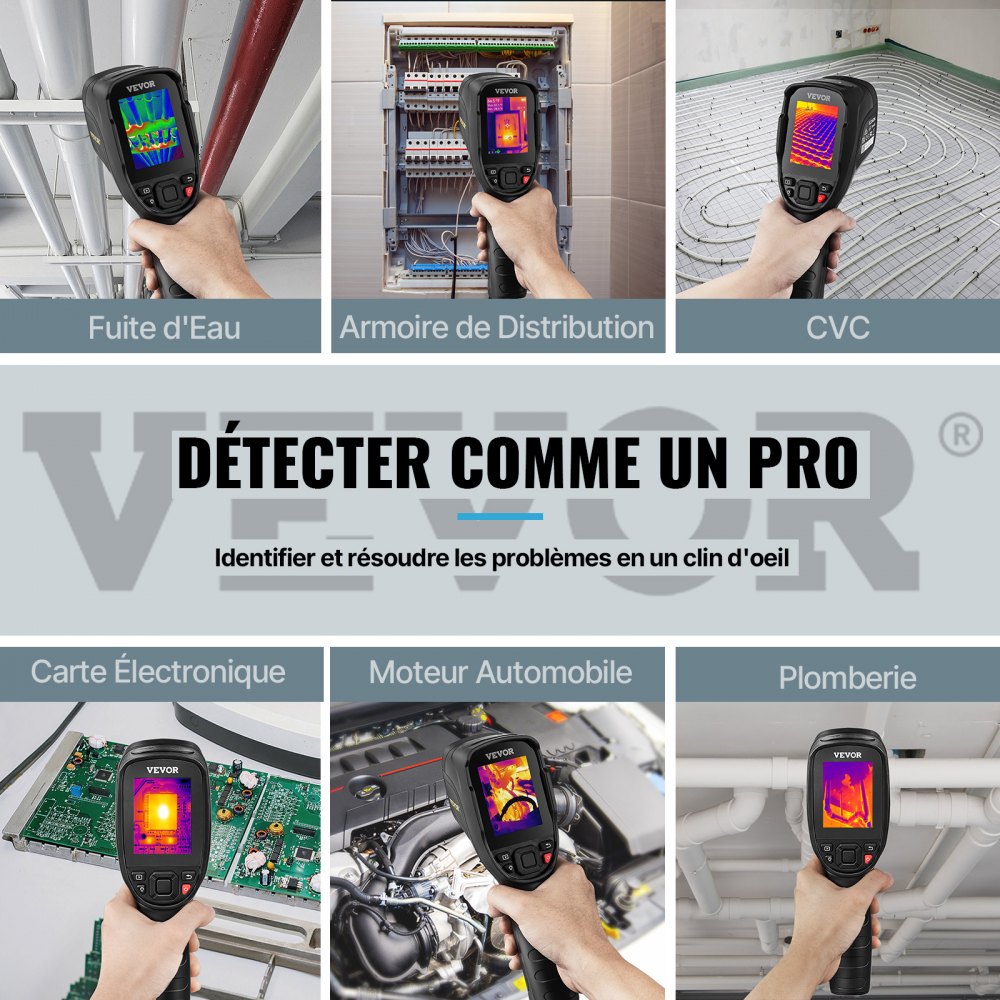 VEVOR Przenośna kamera termowizyjna o rozdzielczości 240x180 IR Kamera na podczerwień Termometr 40mK Kamera termograficzna -20-350°C Kamera termowizyjna z certyfikatem CE Rozwiązywanie problemów HVAC Identyfikacja wycieków powietrza