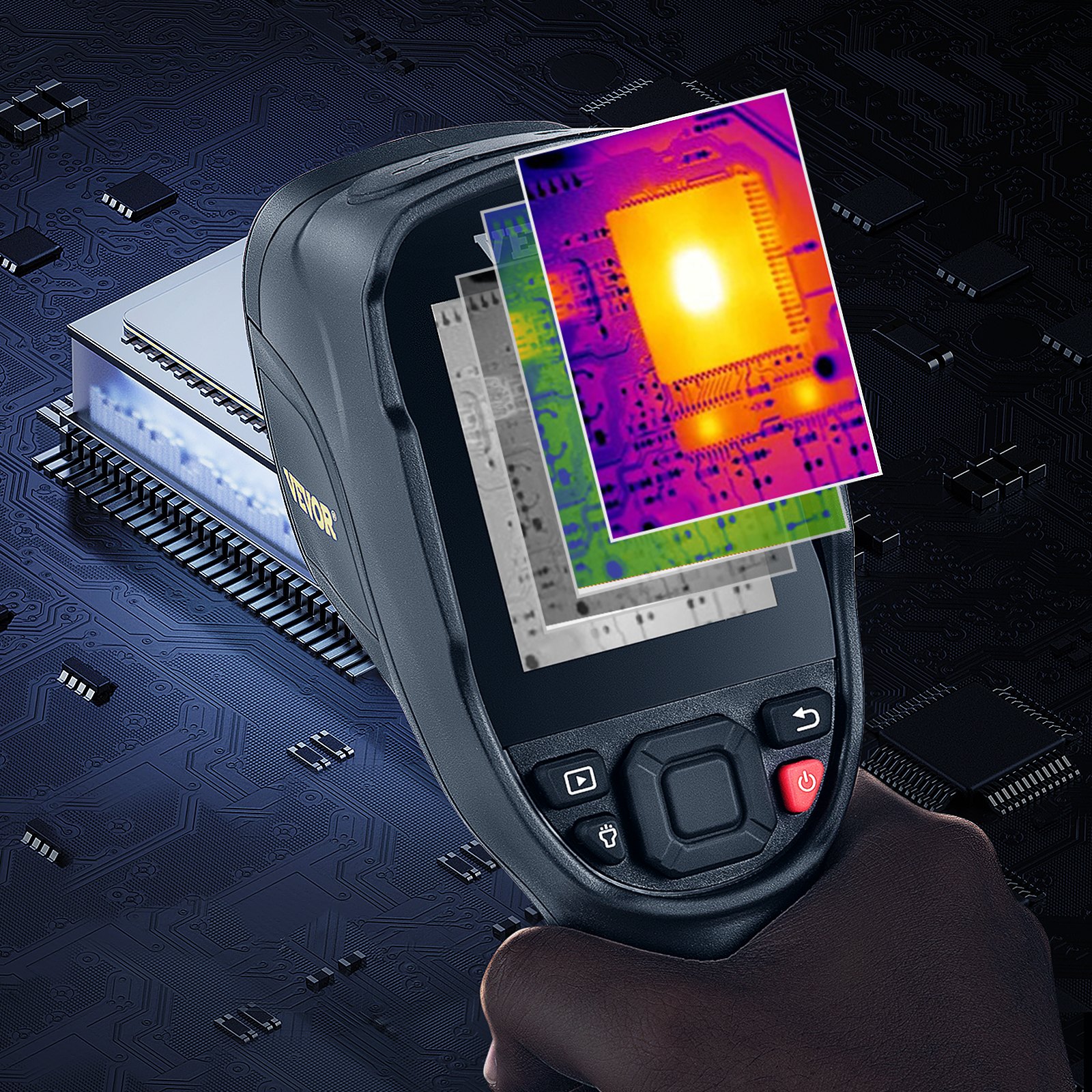 VEVOR Przenośna kamera termowizyjna o rozdzielczości 240x180 IR Kamera na podczerwień Termometr 40mK Kamera termograficzna -20-350°C Kamera termowizyjna z certyfikatem CE Rozwiązywanie problemów HVAC Identyfikacja wycieków powietrza