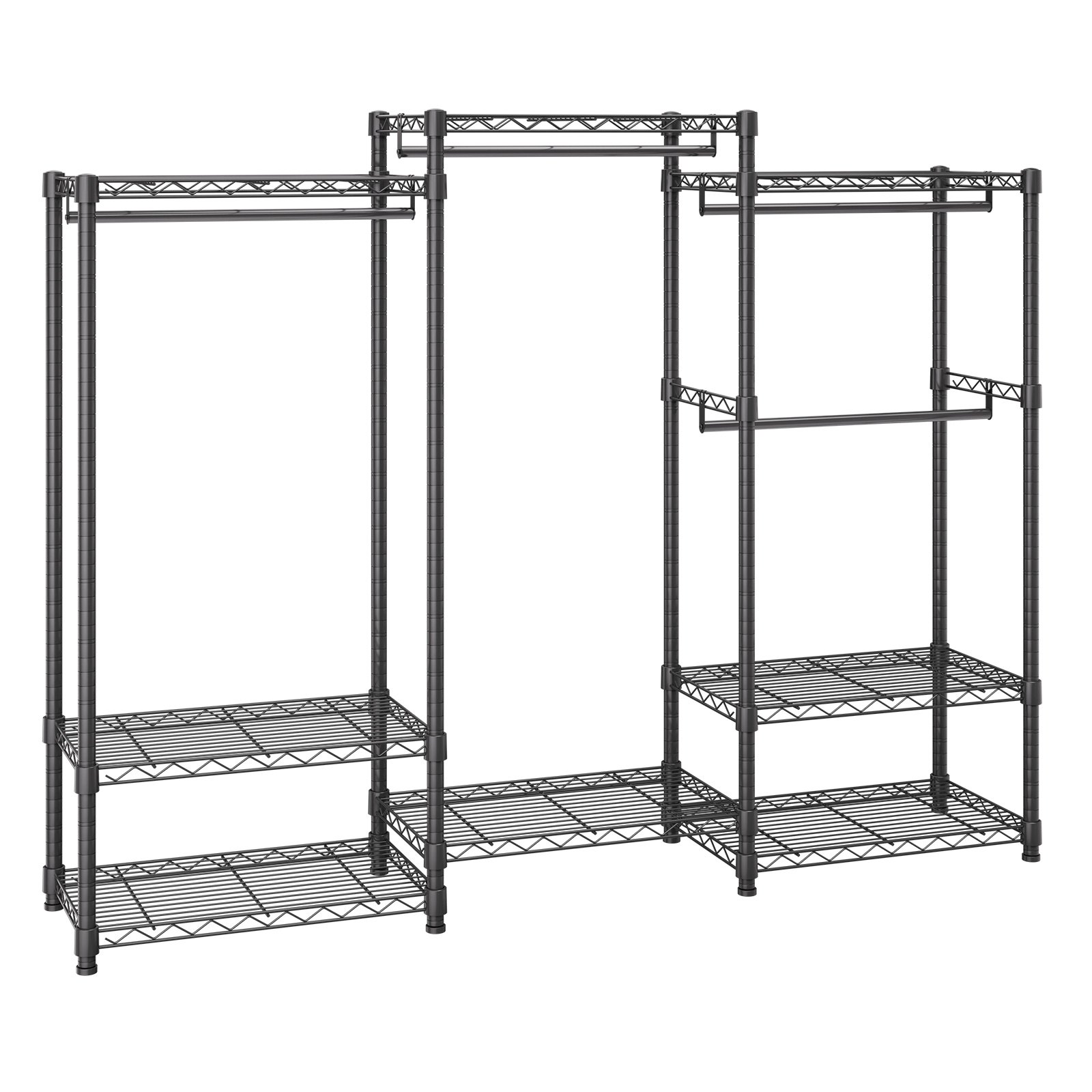 VEVOR Mobilny wieszak na ubrania, nośność 362 kg, wolnostojący wieszak na ubrania 174 x 180 x 45 cm, 3 drążki na ubrania, wielofunkcyjny, 8-warstwowy, do sypialni, pralni, garderoby