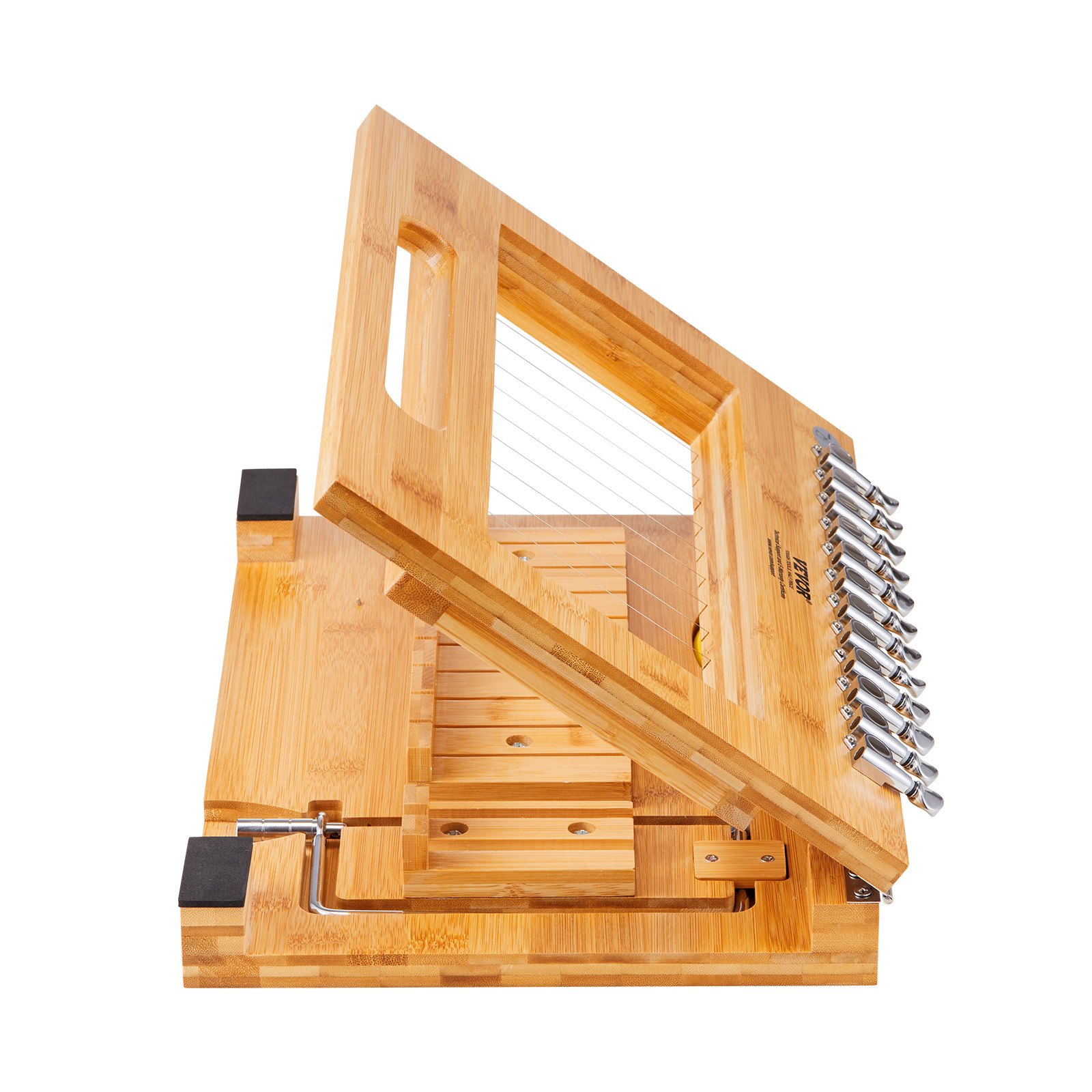 VEVOR Wielofunkcyjny obcinacz do mydła, 12 idealnych mydeł w kostkach o grubości 2,5 cm, ręcznie robione narzędzie do majsterkowania, drut tnący 395 mm, ostrza do mydła ze stali nierdzewnej, świece, sery, czekolady itp.