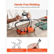 VEVOR Soldering Aid Trzecia ręka Magnetyczna stacja lutownicza Lampa LED powiększająca 4 uchwyty PCB