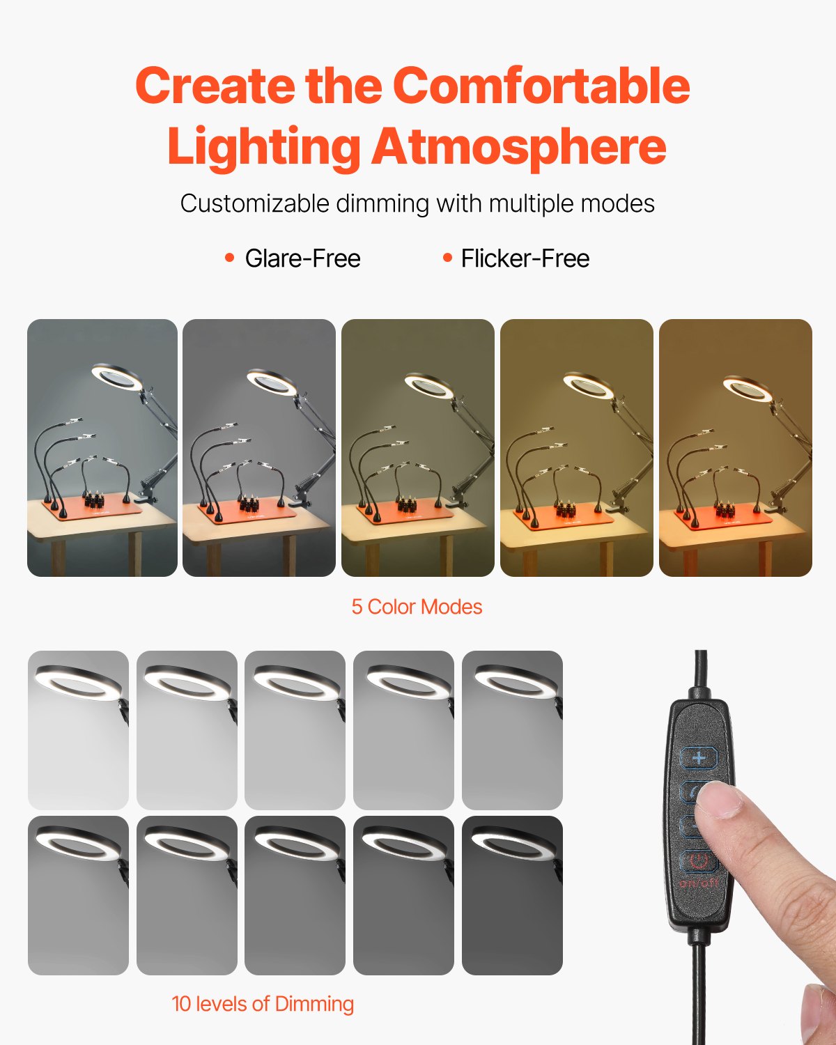 VEVOR Soldering Aid Third Hand, magnetyczna stacja lutownicza, narzędzie lutownicze 2 w 1 z 3-krotną lampą powiększającą LED i 5 elastycznymi ramionami, 6 uchwytami na płytki drukowane, stacja bazowa do napraw elektronicznych