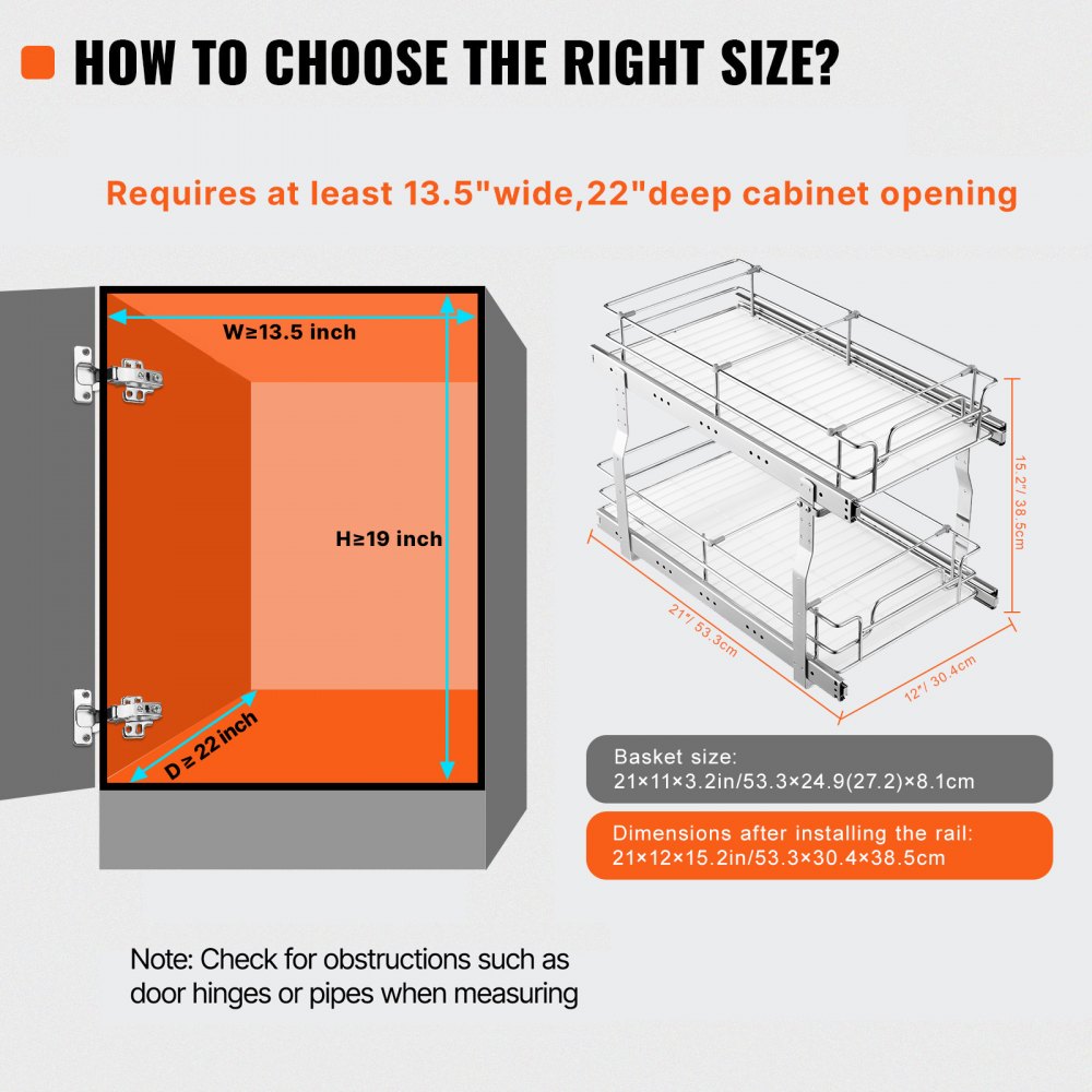 VEVOR 2-poziomowy wysuwany organizer pod zlew (305 x 533 x 381 mm) Półka na przyprawy, organizer kuchenny, półka kuchenna, do łazienki, 343 x 558 x 557 mm (rozmiar montażowy)