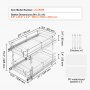 VEVOR Extendable 2-Tier Under-Sink Kitchen Cabinet Organizer (304x533x385 mm) Spice Rack Kitchen Shelf Storage Rack Organizer for Kitchen Bathroom 334x563x485 mm (Installation Dimensions)