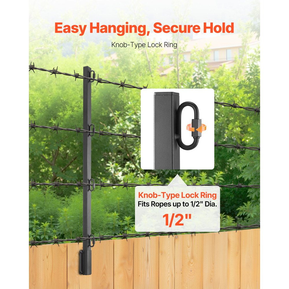 VEVOR Fence Post Extender, 12 Packs 815 mm Barbed Wire Arm, Sturdy Steel Fence Height Extender, Flat or Surface Mounted  Barbed Wire Extension Arms, Protect Privacy and Prevent Pets Jumping Off