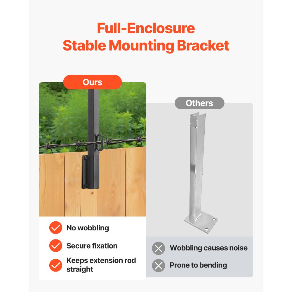 VEVOR Fence Post Extender, 12 Packs 815 mm Barbed Wire Arm, Sturdy Steel Fence Height Extender, Flat or Surface Mounted  Barbed Wire Extension Arms, Protect Privacy and Prevent Pets Jumping Off