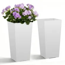 Doniczka VEVOR 300x300x550 mm, zestaw 2-częściowy, doniczka, doniczka, pojemnik na rośliny PP, skrzynka na rośliny z doniczką wewnętrzną i otworami drenażowymi, odpowiednia do roślin domowych i ogrodowych, biała