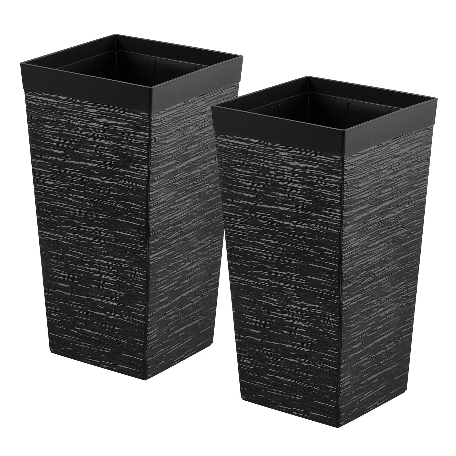 Doniczka VEVOR 300x300x580 mm, 2 sztuki, doniczka, pojemnik na rośliny z PP, skrzynka na rośliny z doniczką wewnętrzną i otworami drenażowymi, odpowiednia do roślin domowych i ogrodowych, czarna