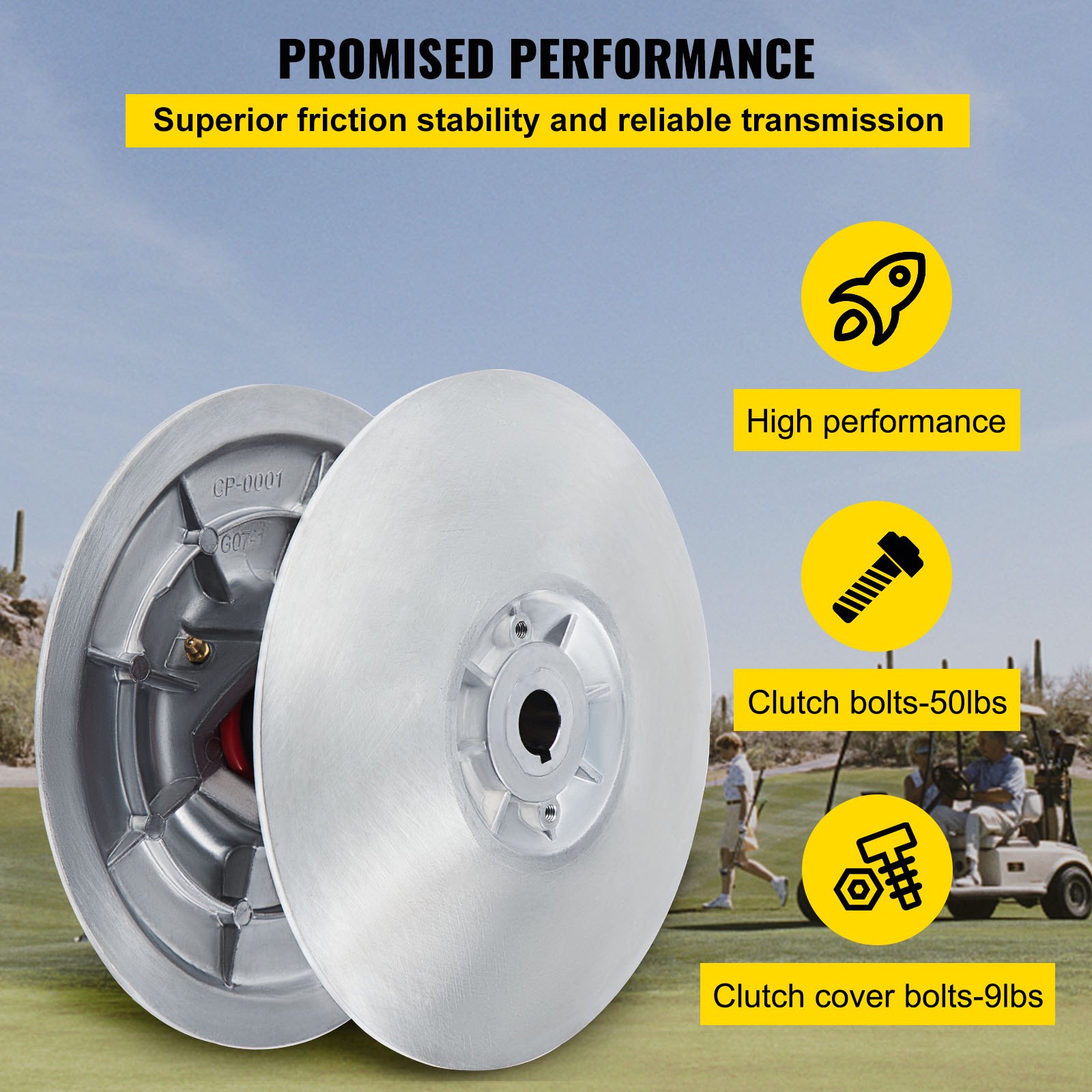 Zestaw sprzęgła wtórnego VEVOR do wózków golfowych, sprzęgło z napędem powierzchniowym metalowym, zestaw sprzęgła napędzanego na lata 1985–2007, kompatybilny z wózkami golfowymi Yamaha Low End G2–G28 (ze sprężyną)