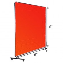 VEVOR Vinyl Kurtyna spawalnicza Kurtyna spawalnicza 6'x6' Ognioodporna 3 panelowa czerwona