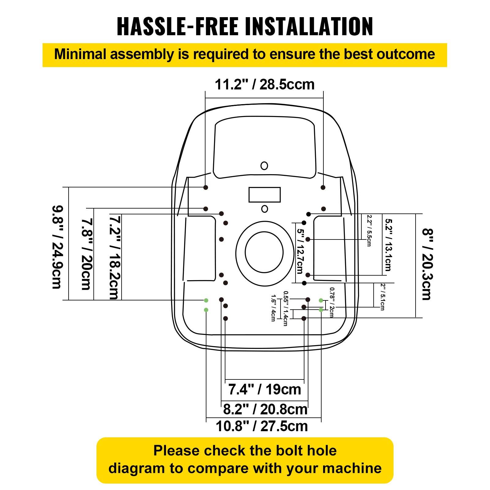 Fotel do ciągnika VEVOR Fotel do ciągnika 46x52.7x39,3 cm Fotel do wózka widłowego Fotel do wózka widłowego Żółty