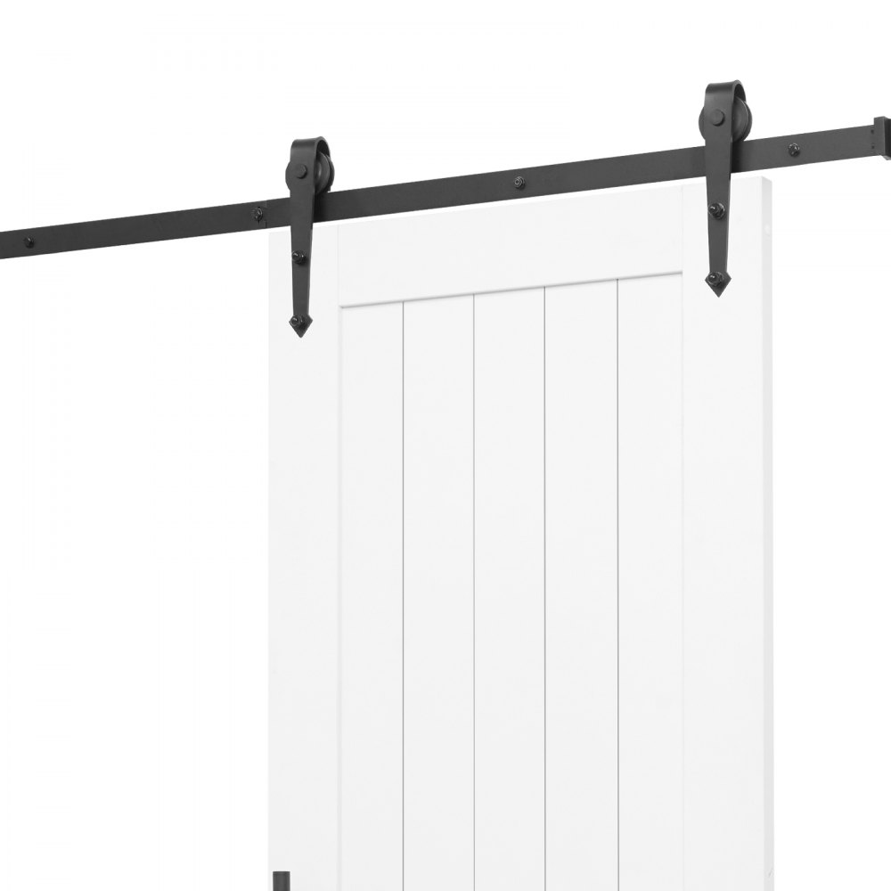 System drzwi przesuwnych VEVOR do stodoły (914 x 2134 mm) wykonany z płyt MDF o wysokiej wytrzymałości, drzwi do stodoły z zestawem montażowym i wodoodporną powierzchnią z PVC oraz ramą H do salonu i łazienki, kolor biały