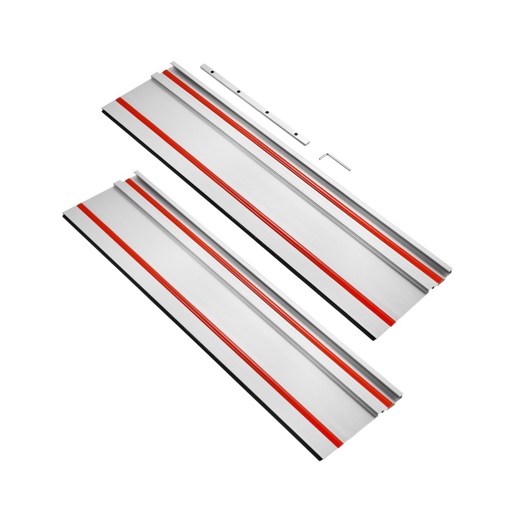 Szyna prowadząca do piły zagłębiarskiej VEVOR, 700 x 180 mm, zestaw 2 szyn prowadzących z wytłaczanego aluminium i 1 łącznika, kompatybilna z piłami zagłębiarskimi marek Makita, Festool i WEN, do obróbki drewna