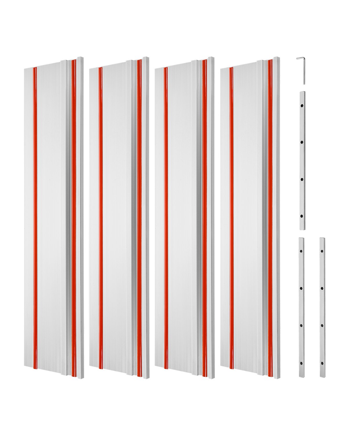 Prowadnica do piły zagłębiarskiej VEVOR, 700 x 180 mm, zestaw 4 prowadnic aluminiowych i 3 łączników, kompatybilny z piłami zagłębiarskimi Makita, Festool i WEN, do obróbki drewna